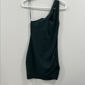 Eclipse One-Shoulder Dark Green Dress